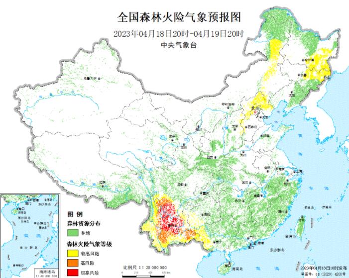 2023年4月18日森林火险气象预报：华北东北西南等部分地区防范森火