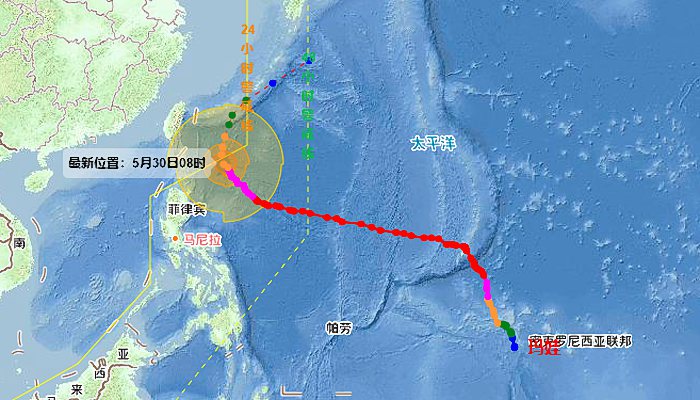 2号台风路径实时图今日最新 台风“玛娃”逐渐向台湾以东洋面靠近