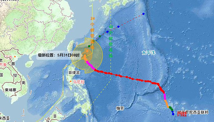 2023中国台风网实时路径图 台风“玛娃”逐渐向台湾以东洋面靠近