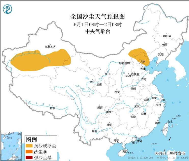 2023年6月1日环境气象预报：新疆华北等部分地区有沙尘侵袭
