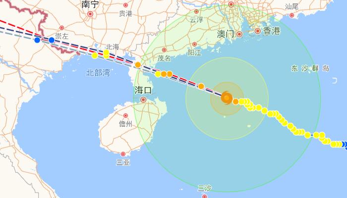 温州台风网第4号台风实时路径图发布消息 台风泰利今夜登陆广东海南有强风雨