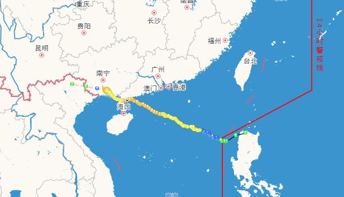 2023年海南四号台风最新实时路径图 台风三级预警降为台风四级预警