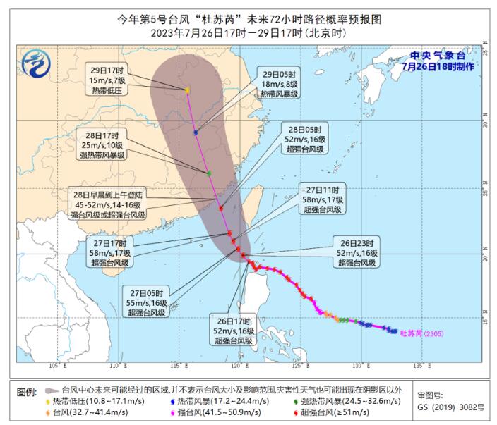 第5号台风杜苏芮最新消息2023 中央气象台继续发布台风红色预警