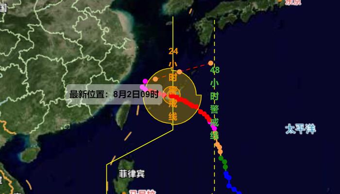 台风卡努最新路径图实时更新 卡努向浙江至福建沿海靠近