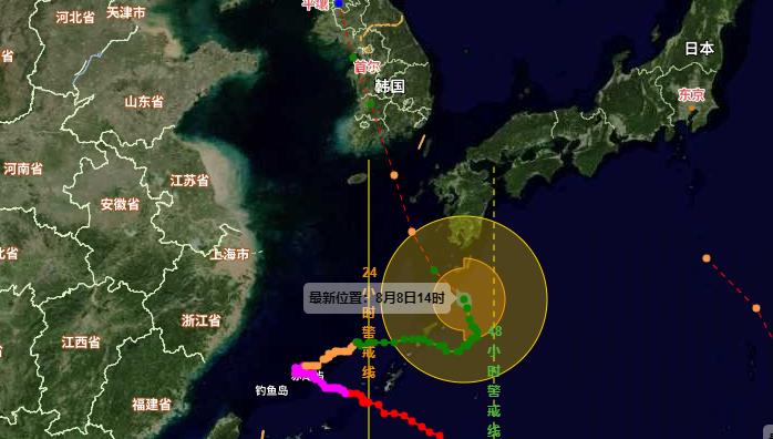 卡努逐渐向朝鲜半岛南部沿海靠近 日韩受影响非常大