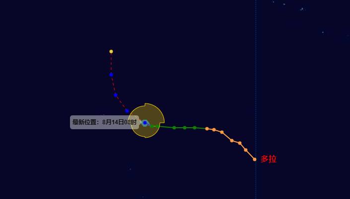 8号台风温州台风网台风路径图 “多拉”强度持续减弱