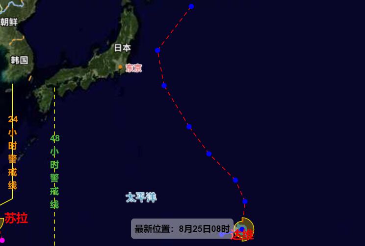 第10号台风达维实时路径图发布消息 台风达维去往日本沿海