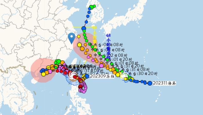 杭州台风路径实时发布系统今天 双台风“苏拉”“海葵”将影响杭州