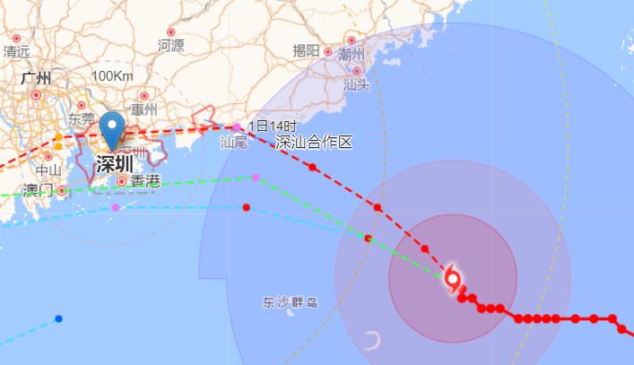 深圳台风网九号台风实时路径图 受苏拉影响深圳机场9月1日12时起暂停航班运行