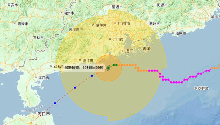 海南台风小犬最新消息今天路径图：今夜起风雨增强局地大暴雨阵风10至11级