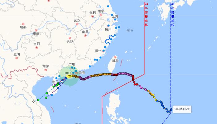 温州台风网第14号台风最新路径图 台风“小犬”可能在海南岛东北近海减弱消失