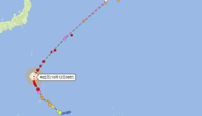 台风布拉万最新消息今天路径图 未来将逐渐加速向东北方前进