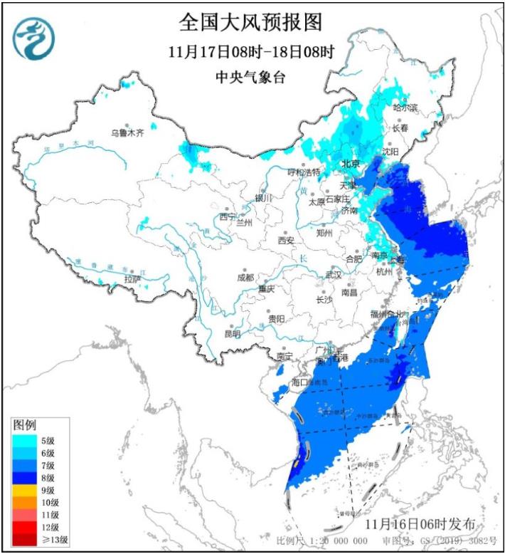 受冷空气影响中东部将有大风降温天气 东北局地有特大暴雪