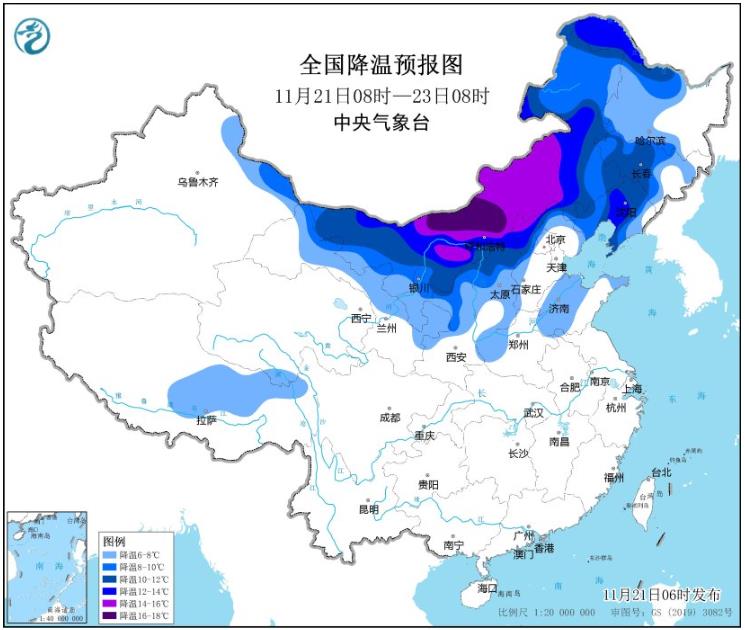 受寒潮影响内蒙古黑龙江等地将有强降雪 北方大部降温剧烈