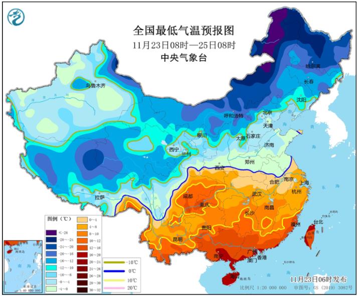 寒潮来袭我国大部降温可超16℃ 黑龙江辽宁等地局地降温超过18℃
