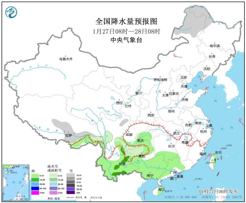 月底将有一波大范围雨雪天气上线 长江以南局地迎暴雨
