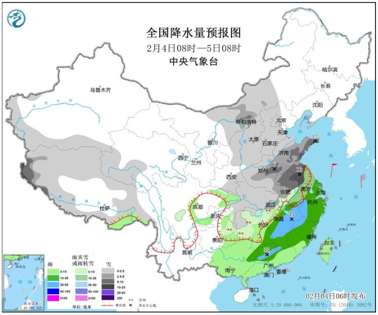 大范围雨雪冰冻天气持续 长江以南地区局地将有暴雨