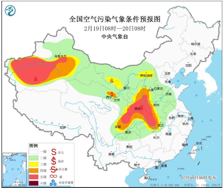 2024年2月19日环境气象预报:新疆内蒙古青海等8省有沙尘