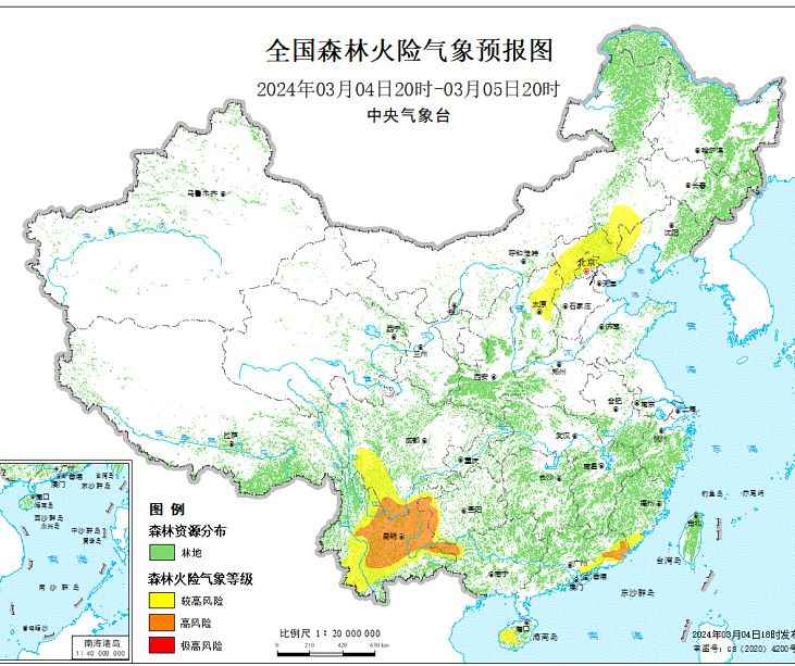2024年3月5日森林火险气象预报：河北山西辽宁等部分地区森林火险气象等级较高