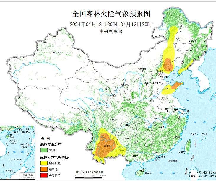 2024年4月13日森林火险气象预报：北京河北内蒙古等部分地区森林火险气象等级较高