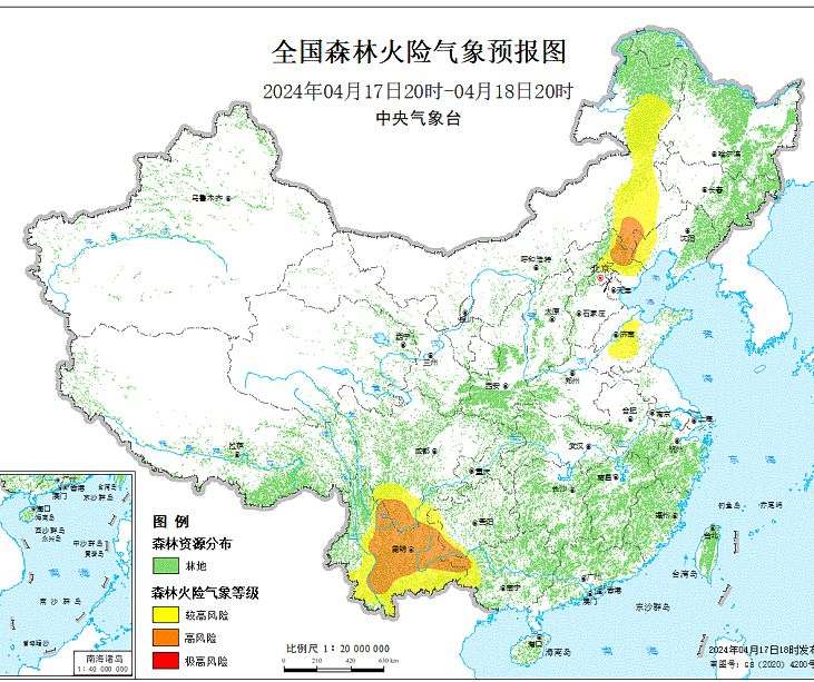 2024年4月18日森林火险气象预报：四川贵州云南等部分地区森林火险气象等级较高
