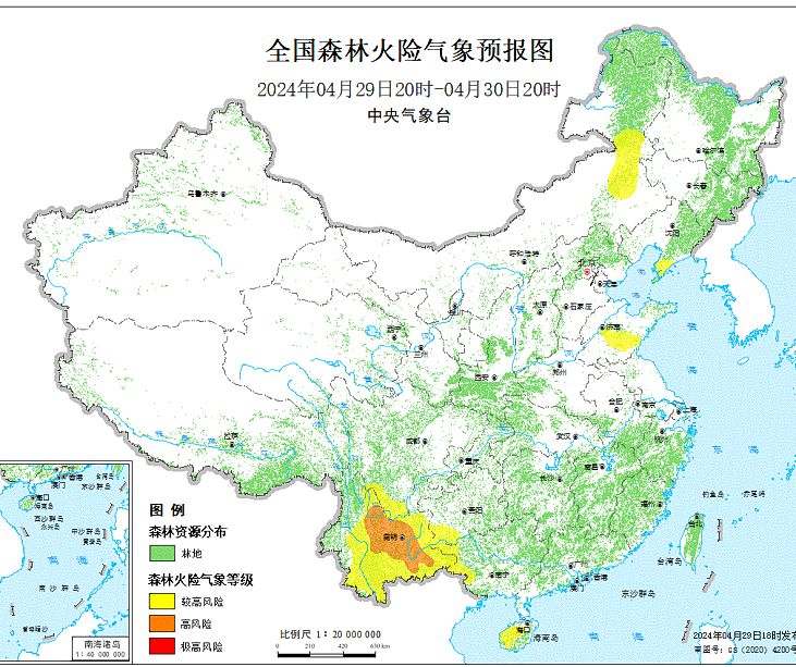 2024年4月30日森林火险气象预报：云南中北部的局部地区森林火险气象等级高
