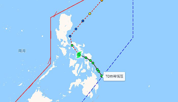 温州台风网热带低压最新消息 热带低压位于菲律宾群岛中部