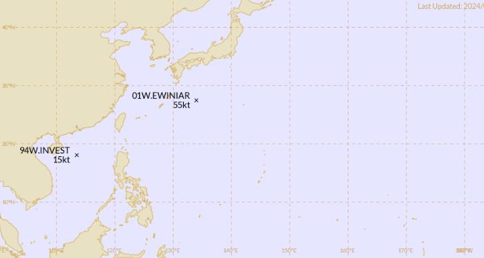 2024年二号台风最新消息 南海台风胚胎94W正在酝酿