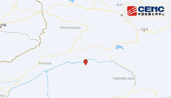 6月25日新疆地震最新消息：巴音郭楞州尉犁县发生3.3级地震