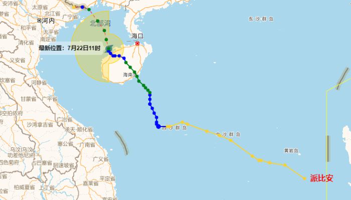 2024年广西台风最新实时路径图发布 广西22至24日北部湾和沿海地区有较强风雨天气