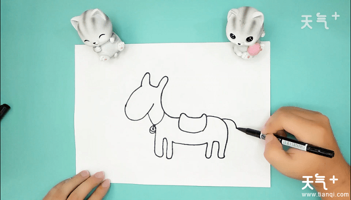 白龙马带颜色简笔画 白龙马带颜色画报