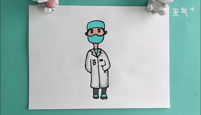 医生简笔画戴口罩儿童图片