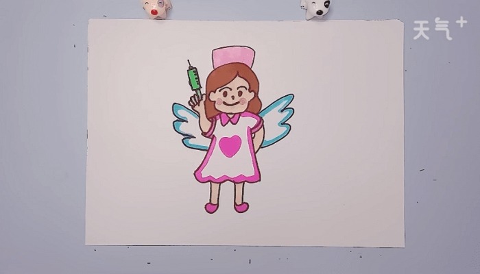 长翅膀的白衣天使绘画图片