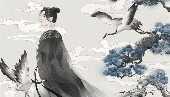 摄图网_402145375_banner_古人,国风水彩月历11月青松插画(企业商用)