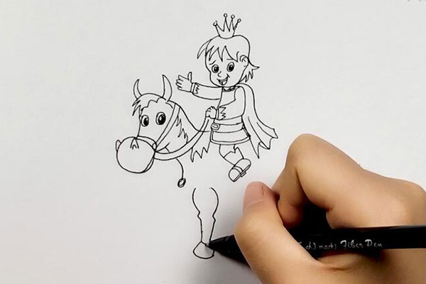 儿童画白马王子图片