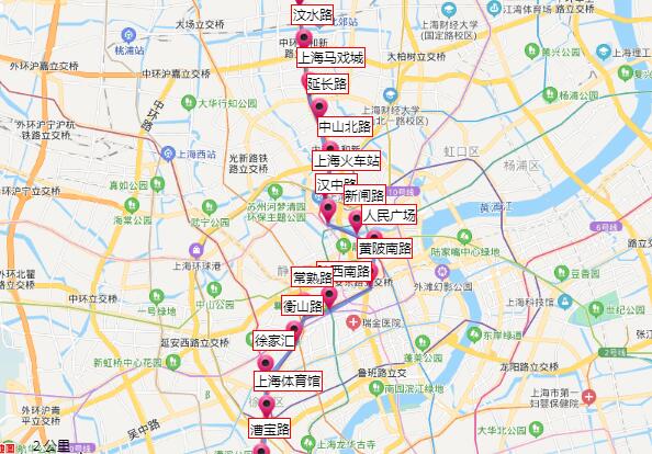 上海地铁站一号线路图图片