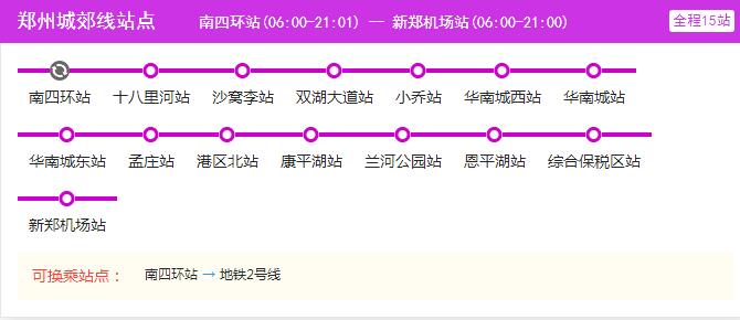 2021郑州城郊线路图 郑州城郊线站点图及运营时间