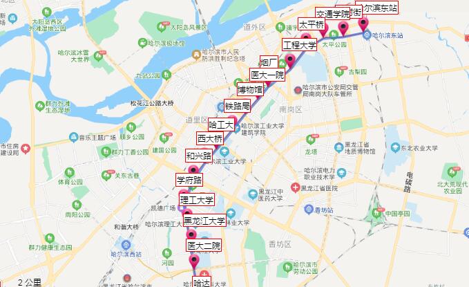 2021哈尔滨地铁1号线路图 哈尔滨地铁1号线站点图及运营时间