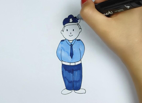 警察的绘画图片简单的图片