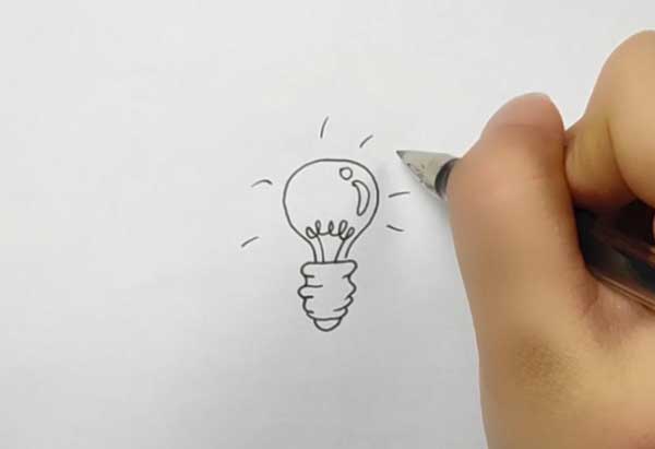 发光的灯泡简笔画  灯泡简易画法