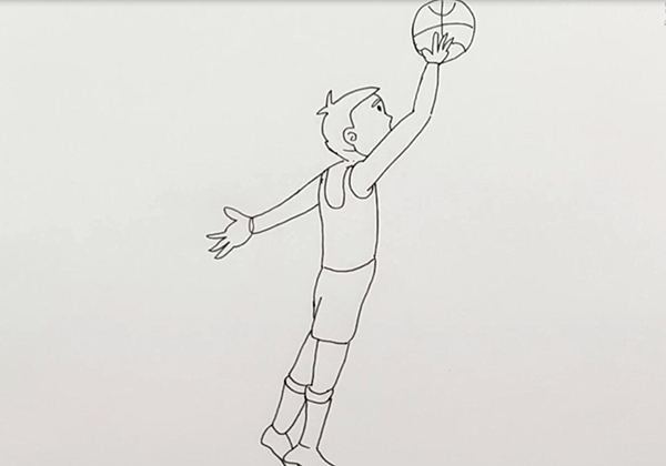 篮球运球简笔画图片