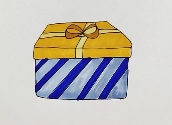 漂亮的礼盒怎么画彩色礼品盒的简笔画