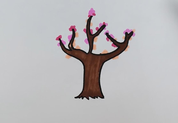 樱花树怎么画简笔画  水彩樱花树简笔画