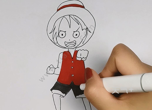 路飞怎么画简笔画 一步一步教画路飞全身