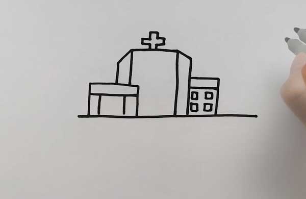 医院怎么画简笔画医院大楼简笔画