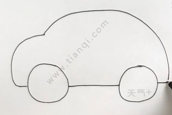 3,依次画出车灯车窗和车门