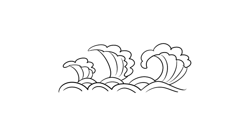 海水波浪简笔画 大海图片