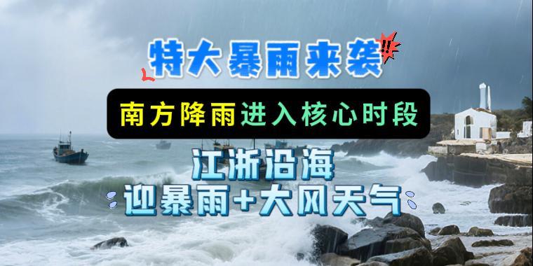 特大暴雨來襲！南方降雨進入核心時段，江浙沿海迎暴雨+大風天氣