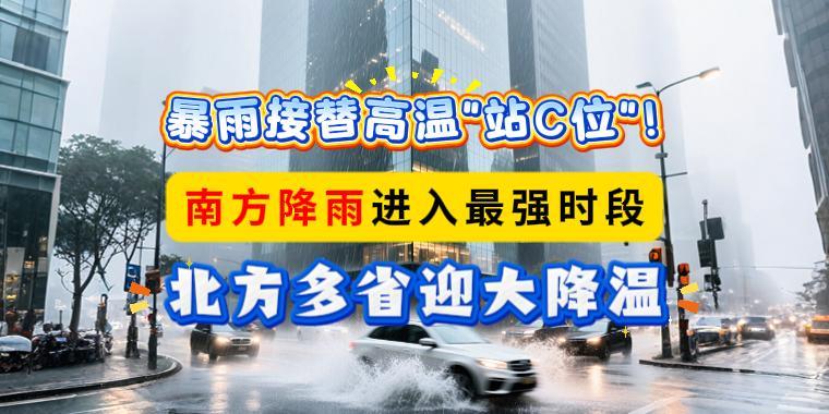 暴雨接替高溫“站C位”！南方降雨進(jìn)入最強(qiáng)時(shí)段，北方多省迎大降溫