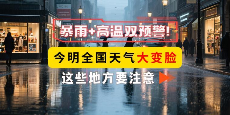暴雨+高溫雙預警！今明全國天氣大變臉，這些地方要注意